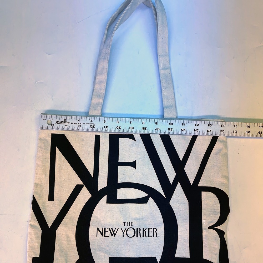 The New Yorker Magazine Canvas Tote Bag Natural Cream Black Logo 100% Cotton - Picture 7 of 9